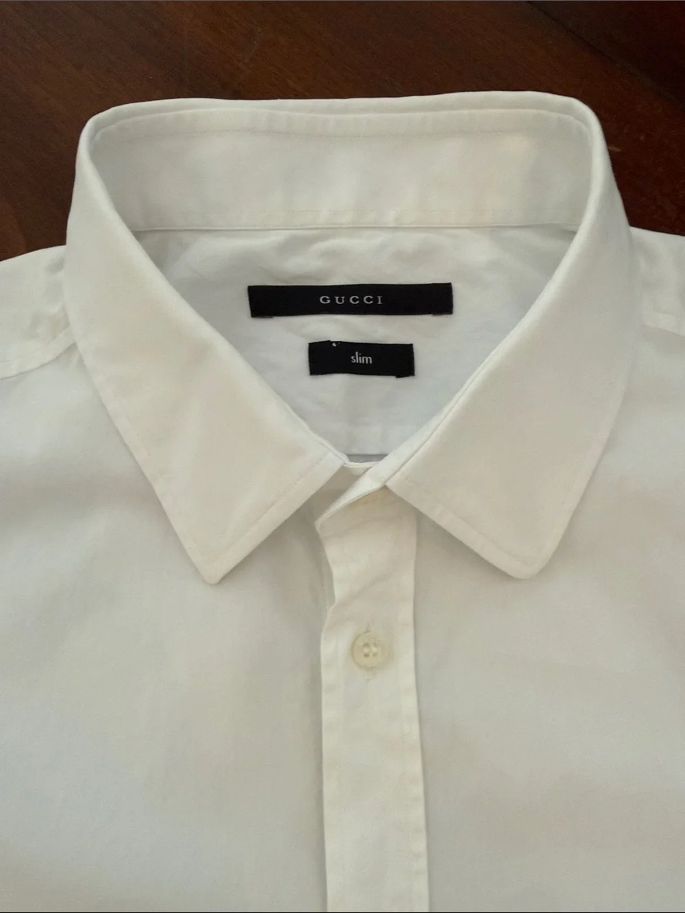 Authentic Gucci White Cotton Shirt Sz 41/16 Slim Unisex Style